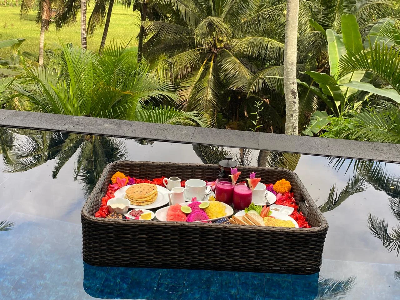 Breakfast served floating in a private pool